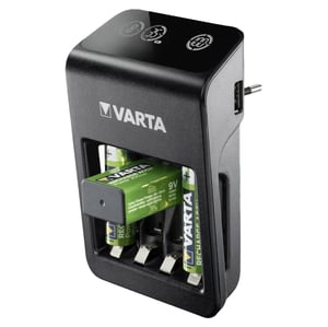 Зарядно за акумулаторни батерии VARTA Plug Charger+ с 4 батерии AA 2100 mAh и слот за 9V батерия