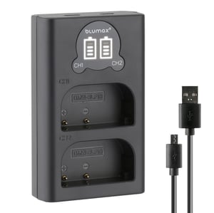 Зарядно за 2 батерии Panasonic DMW-BLF19 с LCD дисплей - 8.4V
